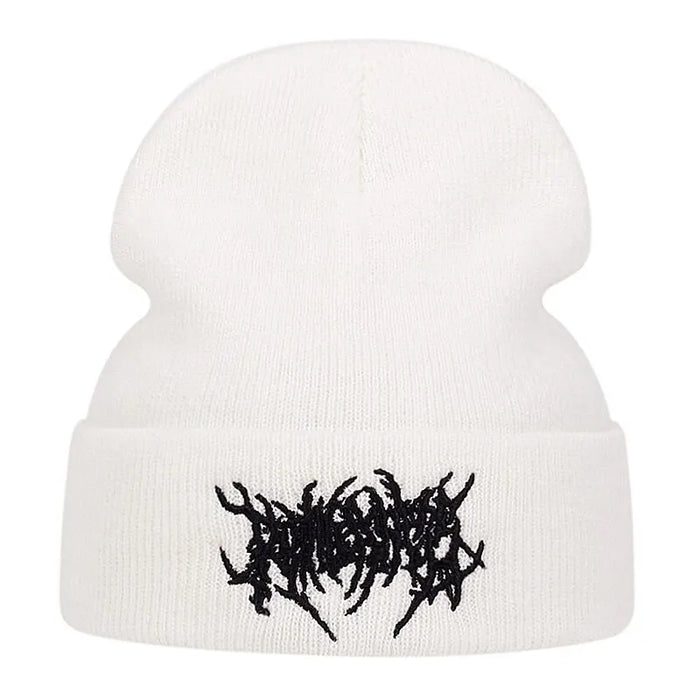 Striped Embroidered Beanie / Hat For Winter