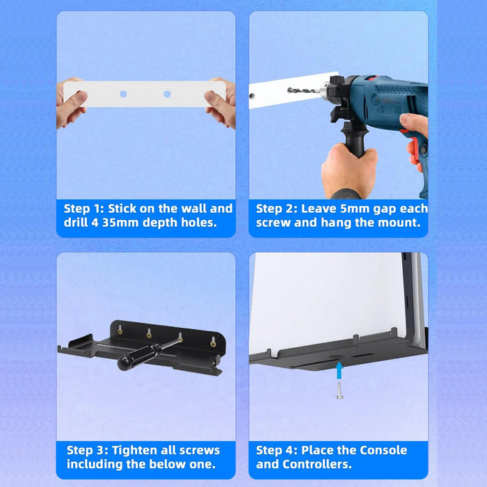 Ps5 Slim Wall Mount Kit With Vertical Stand And Controllers