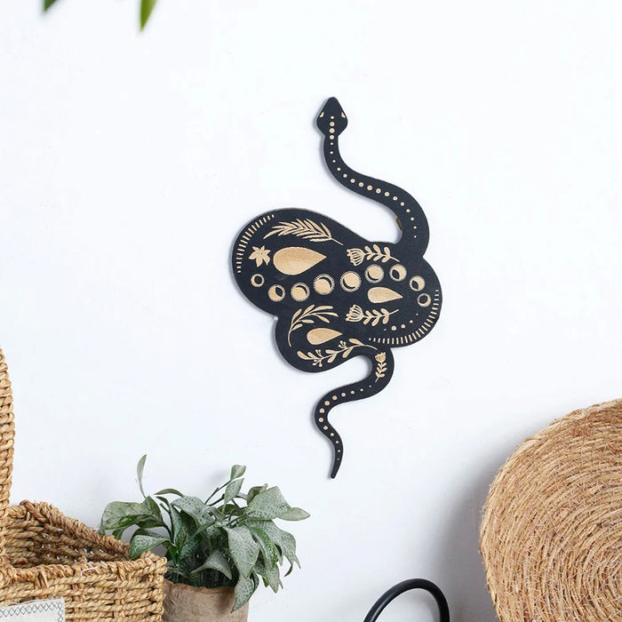 Black Wooden Snake Wall Decor For Home Or Garden