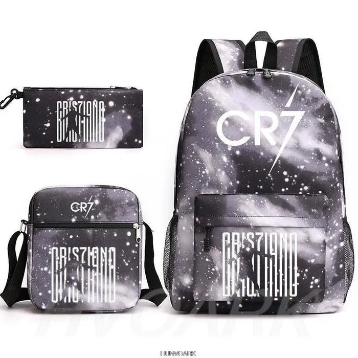 Unisex Cr7 Kids School Book Bags 3Pcs