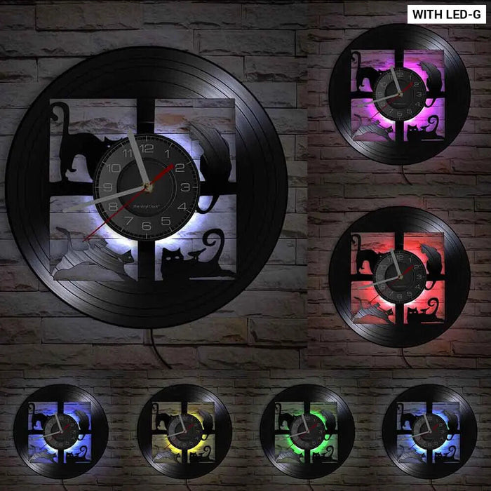 Kitten Cats Vinyl Record Wall Clock