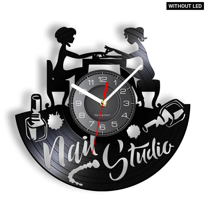 Vinyl Record Wall Clock For Nail Salon Studio