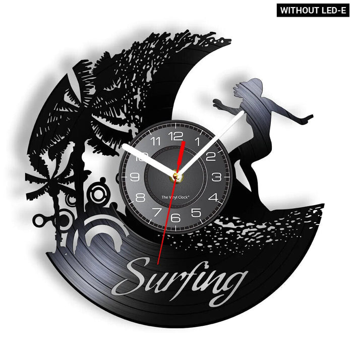 Surfing Vinyl Record Wall Clock