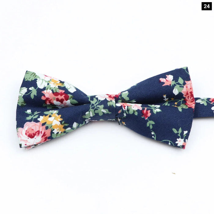 Colourful Floral Bow Ties Fashion Cotton Print For Mens Wedding And Business Suits