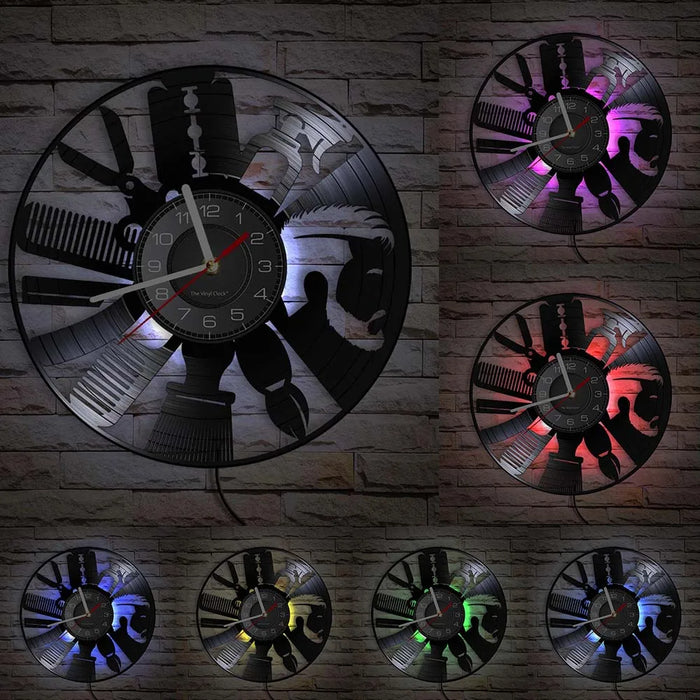 Barber Wall Clock For Hair Salon Interior Design