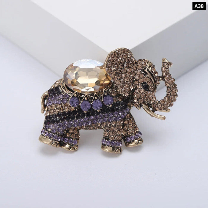 Elephant Brooch 4 Colours Rhinestone Animal Badge For Women Luxury Jewelry Accessory For Party Or Office Clothing