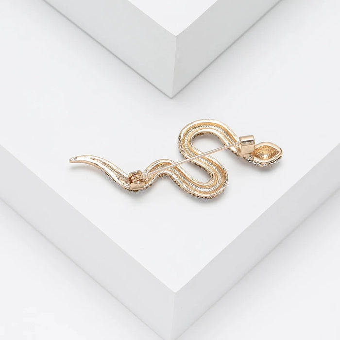 Sparkling Snake Brooch Pin 3 Colour Rhinestone Lapel Pin For Clothing