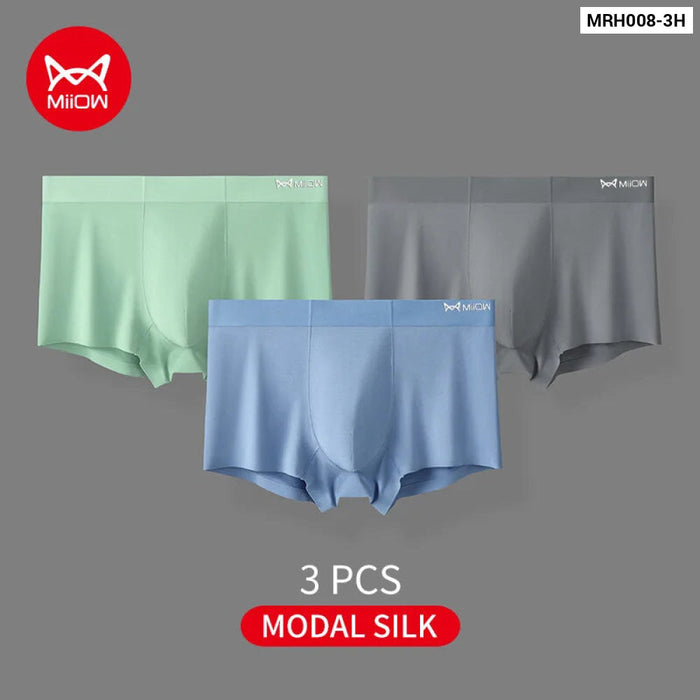 3 Piece 80ct Modal Mens Boxers Silk Crotch Underwear