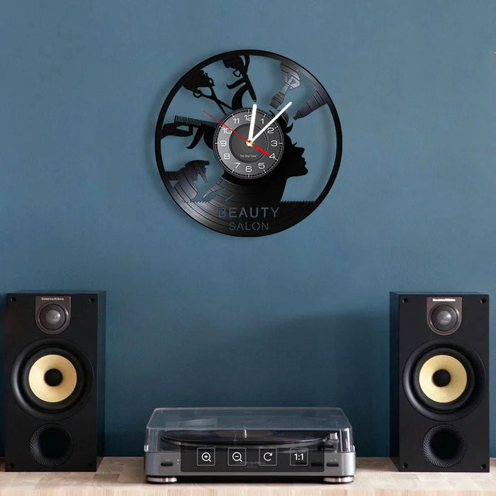 Vinyl Record Beauty Salon Wall Clock