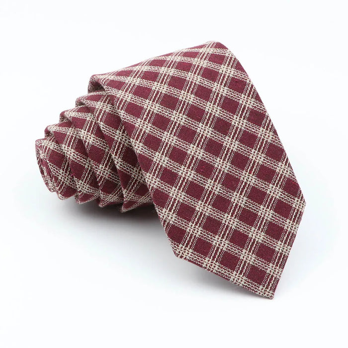 Classic Plaid Cotton Tie Blue Red For Weddings And Parties