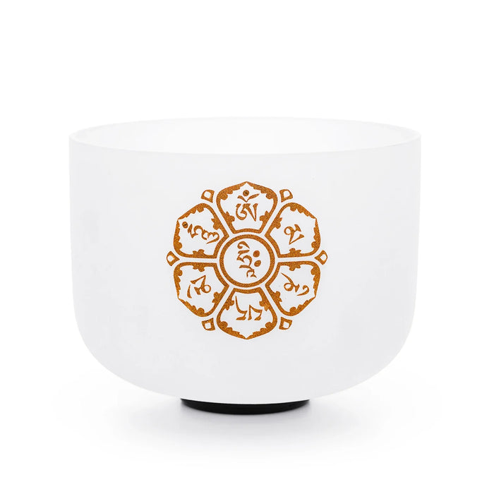 432Hz /440Hz 8 Inch Golden Chakra Oem Design Frosted Quartz Crystal Singing Bowl With Mallet