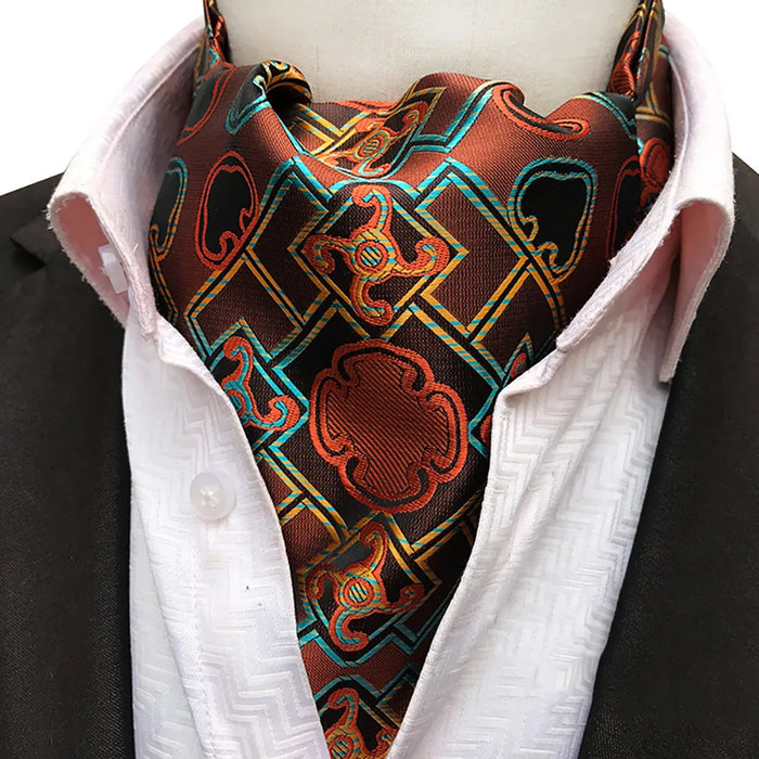 British Gentleman Tie Set Jacquard Paisley Cashew Cravat Ascot Scrunch For Weddings