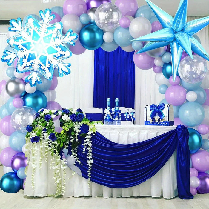124Pcs Ice And Snow Themed Balloon Arch Set Large Snow Foil Balloon For Birthday Anniversary Winter Celebration Decoration Set