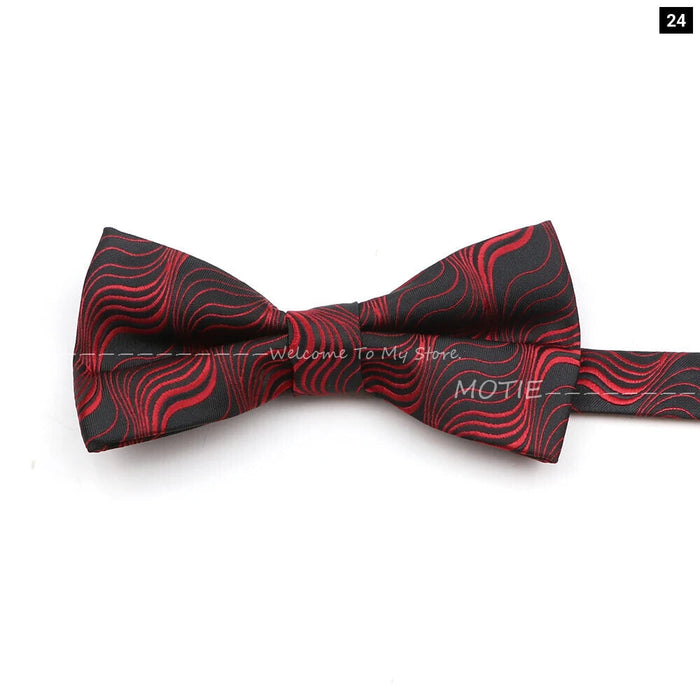 Floral Bowtie For Men Red Polyester Wedding Party Accessory