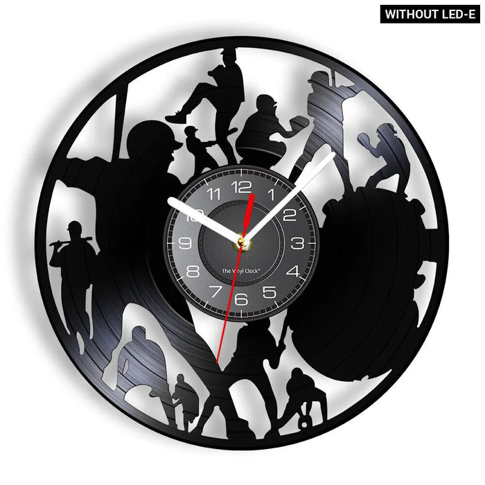 Baseball Hitter And Catcher Vinyl Record Wall Clock