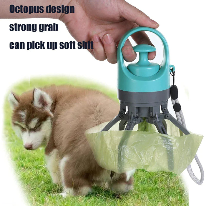 Portable Dog Pooper Scooper With Built In Bag Dispenser Lightweight Claw Waste Picker With Lanyard