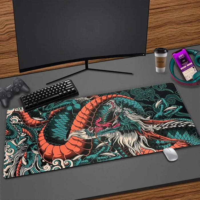 Large Japanese Dragon Gaming Mousepad Xxl Size