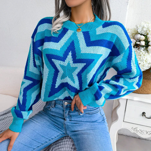 Star Pattern Knit Sweater For Women