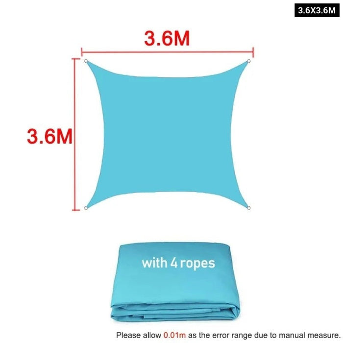 Waterproof Skyblue Square Rectangle Shade Sail Garden Terrace Canopy Swimming Sun Shade Sail Awning 420D