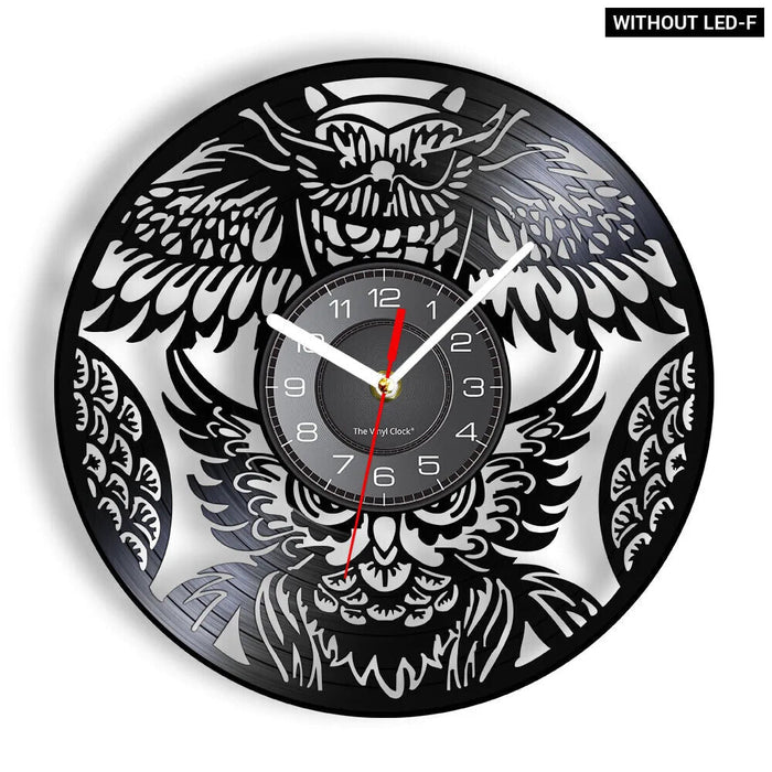 Vinyl Record Owl Wall Clock