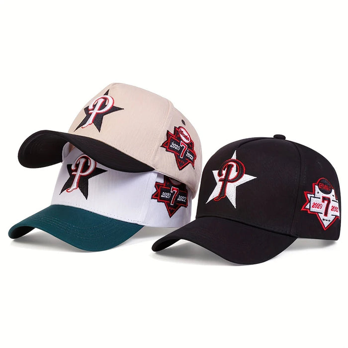 Adjustable 7 Baseball Cap / Hat P Letter Embroidery Star Design