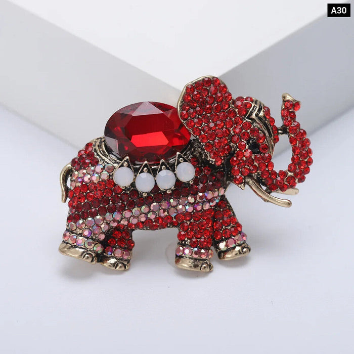 Elephant Brooch 4 Colours Rhinestone Animal Badge For Women Luxury Jewelry Accessory For Party Or Office Clothing