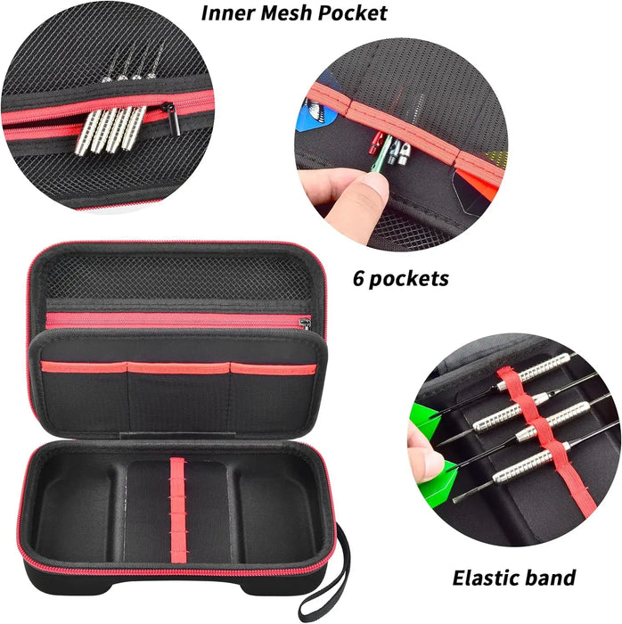 6 Steel Soft Tip Darts Case Holder Compact Storage Box For Dart Tips Set