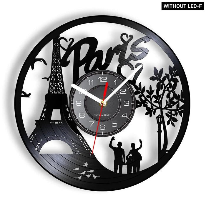 Paris Skyline Vinyl Record Wall Clock