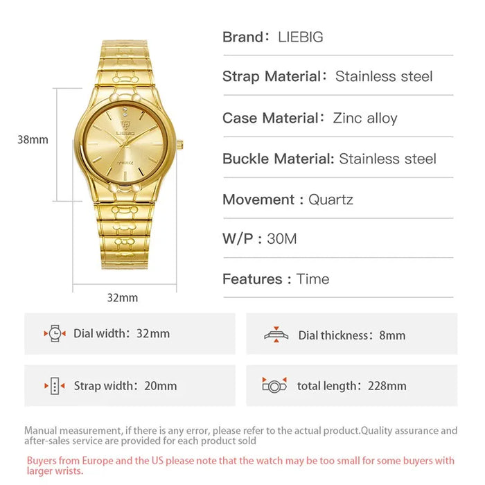 Fashion Quartz Wristwatch Women Men Luxury Full Steel 3Bar Waterproof Watches For Female Ladies Clock