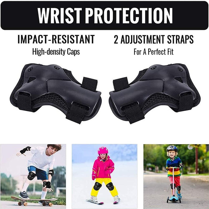 6Pcs/Set Knee Elbow Pads Wrist Guards Protective Gear Set for Roller Skating Skateboarding