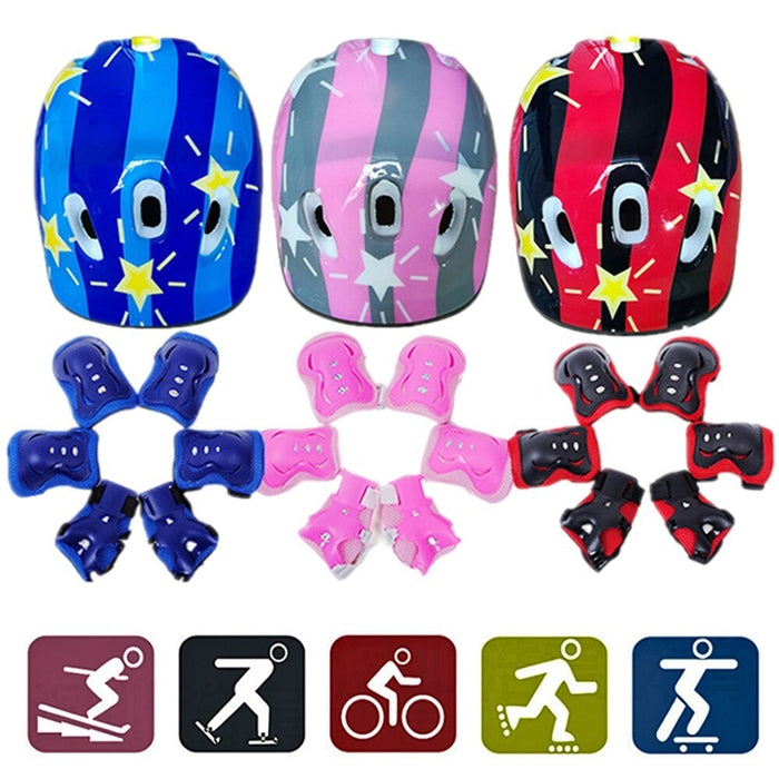 Adjustable Helmet Protective Gear Set Knee Elbow Wrist Pads For Skateboard Scooter Roller