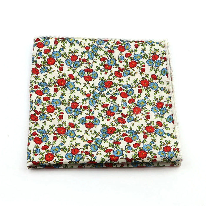 Floral Pocket Square For Men Classic White Cotton Handkerchief For Weddings And Daily Wear