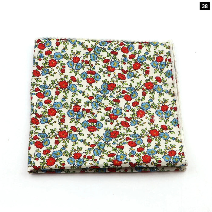 Floral Pocket Square For Men Classic White Cotton Handkerchief For Weddings And Daily Wear