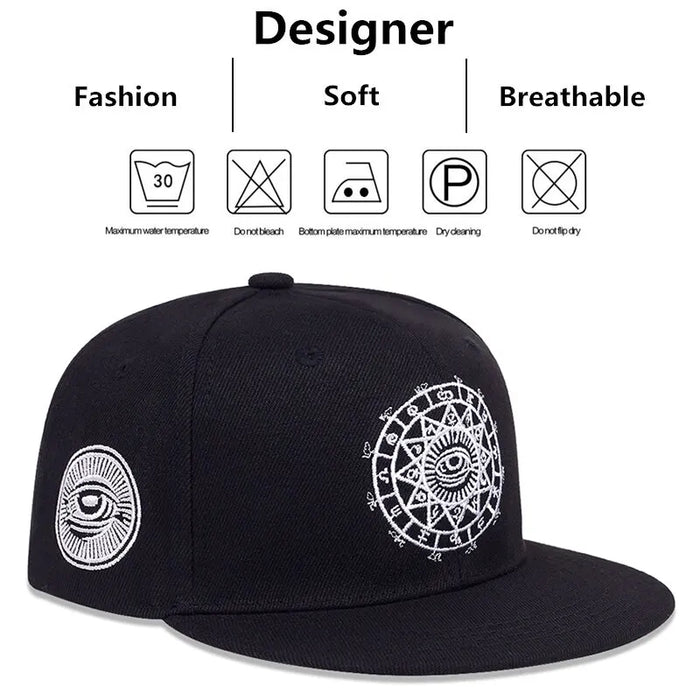 Embroidered Hip Hop Hat For Outdoor Wear