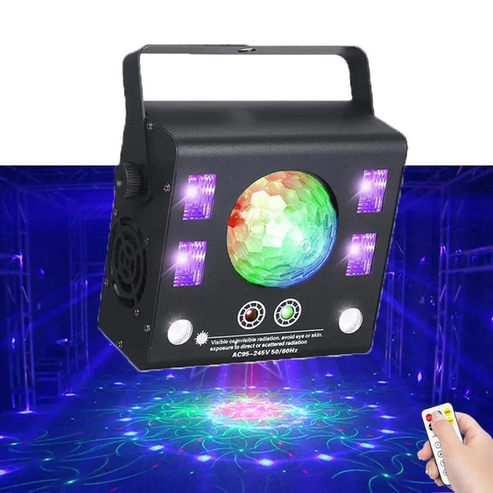 50W 4in1 Remote DMX Stage Laser Projector Strobe Magic Ball Lighting Effect DJ Disco Party Holiday Wedding UV Black Lights