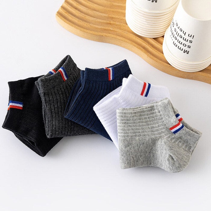 5 Pairs Of Thin Summer Blending Boat Socks Plain Colour Mens Casual Socks Breathable Sweat Absorbing Calibration Socks