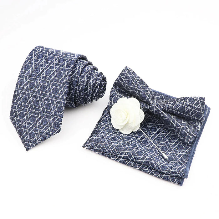 Flower Pattern Ties And Handkerchief Set For Weddings And Business