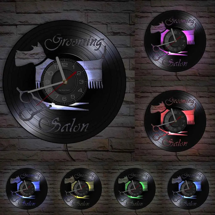 Pet Grooming Vinyl Record Clock