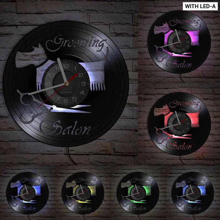 Pet Grooming Vinyl Record Clock