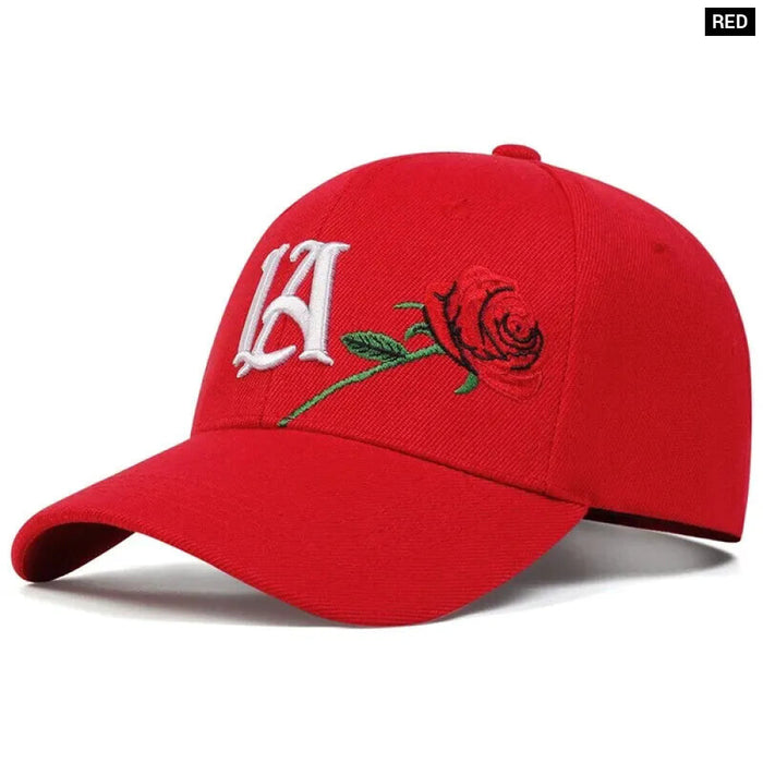 Adjustable Rose Embroidered Baseball Cap / Hat For Outdoor Wear