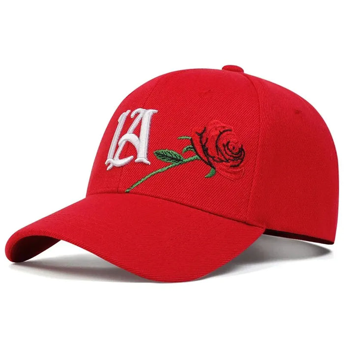 Adjustable Rose Embroidered Baseball Cap / Hat For Outdoor Wear