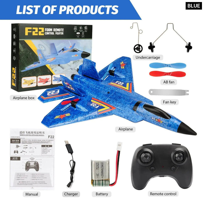 F22 Raptor Rc Plane 2.4G 2Ch Glider With Led Lights