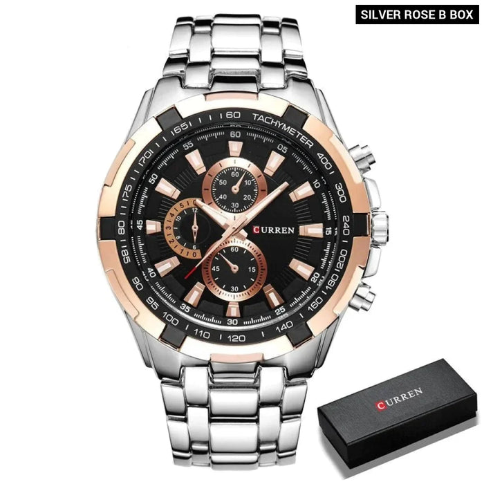 Fashion Analog Military Sports Men Watches Full Steel Band Black Quartz Male Clock