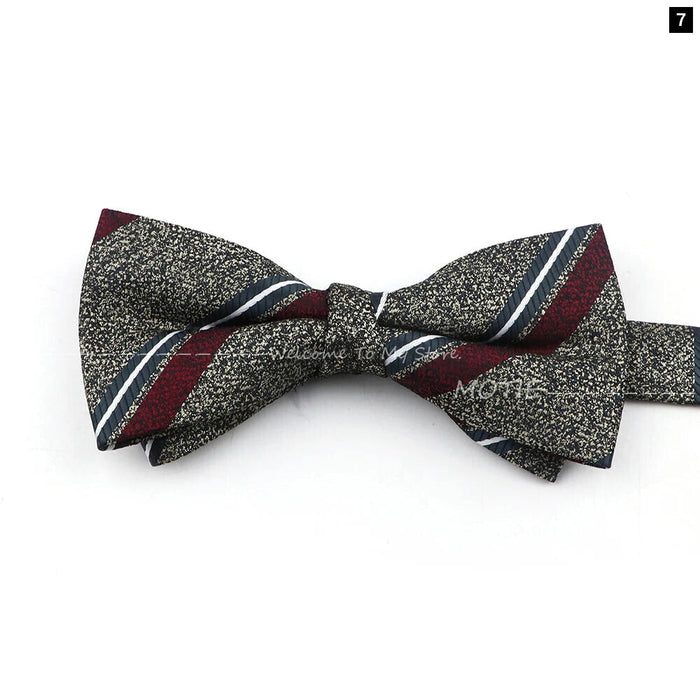 Brown Striped Bowtie For Weddings And Parties