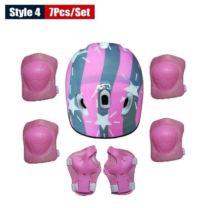 Kids Protective Gear Set Safety Helmet Wrist Elbow Knee Pads For Cycling Skating Skiing