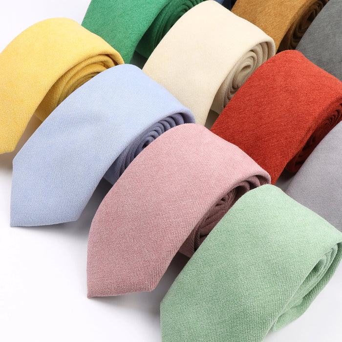 Colourful Cotton Corduroy Neck Tie 7Cm Skinny Wedding Party Tuxedo Accessory