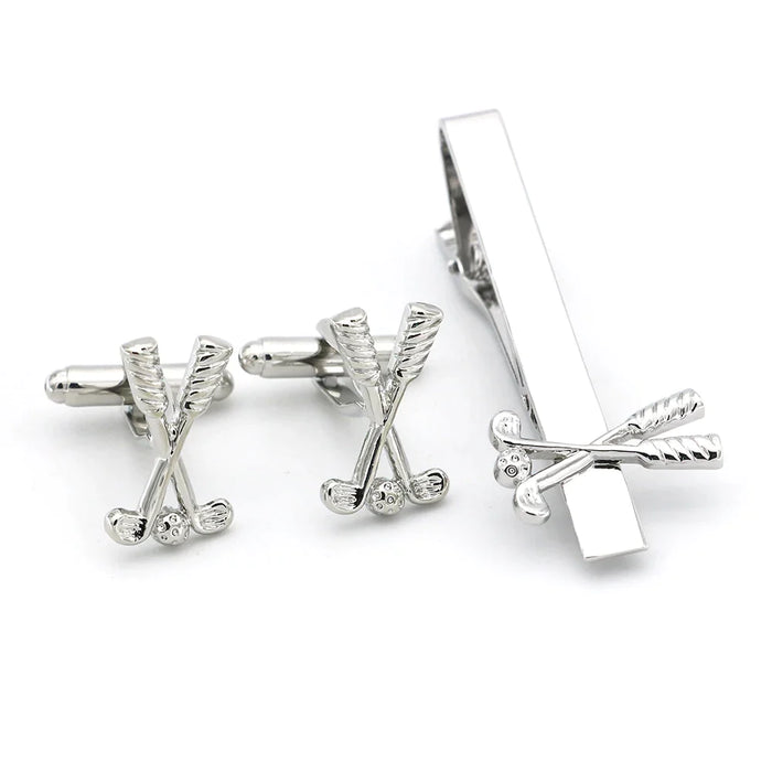 Anchored Style Tie Clip Set With Beard Scissors Pattern Mens Jewelry