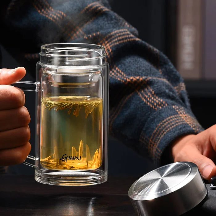 Double Walled Glass Tea Cup With Filter