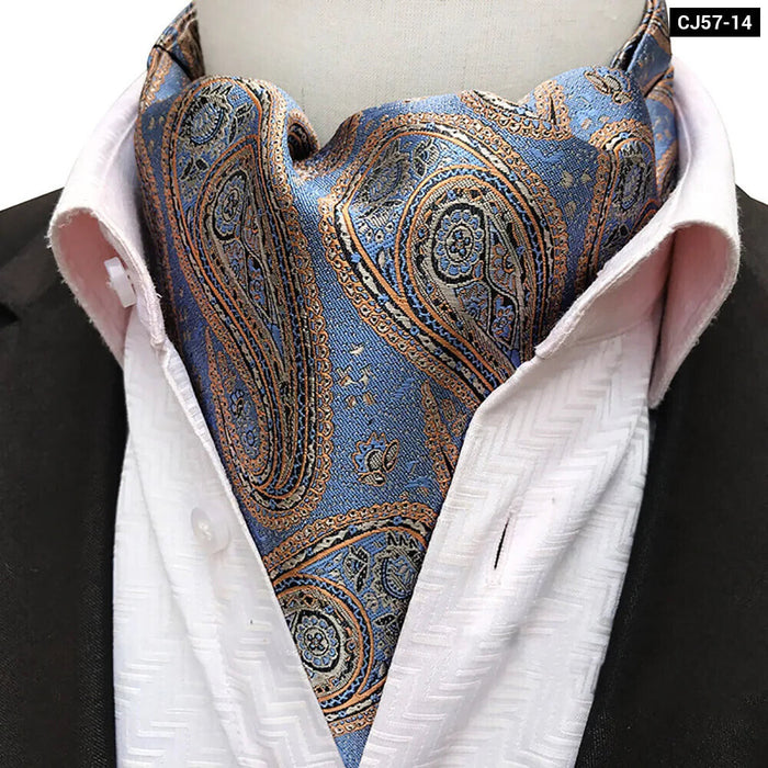 British Gentleman Tie Set Jacquard Paisley Cashew Cravat Ascot Scrunch For Weddings