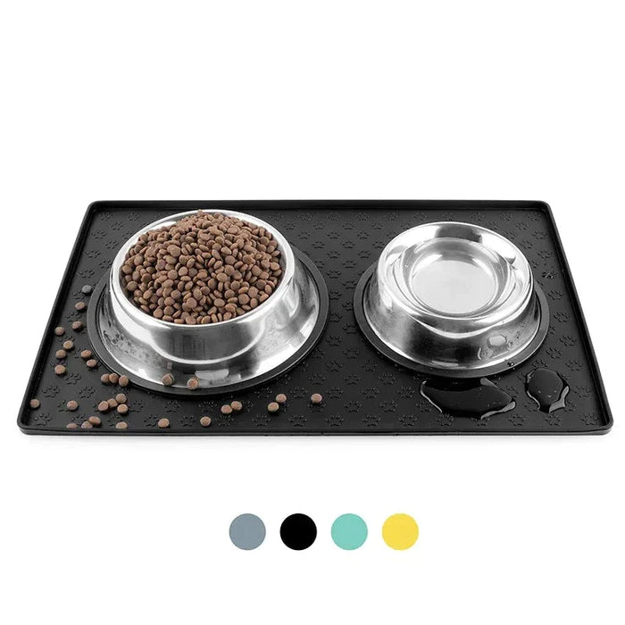 Silicone Pet Food Mat Non Slip Waterproof Raised Edges No Spill Bowl Tray